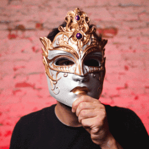 Mască Carnival imprimată 3D cu design venețian elegant, vedere frontală, ideală pentru carnaval și bal mascat.