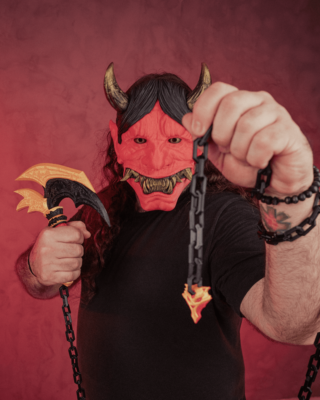 4. Mască japoneză Oni printată 3D detalii laterale