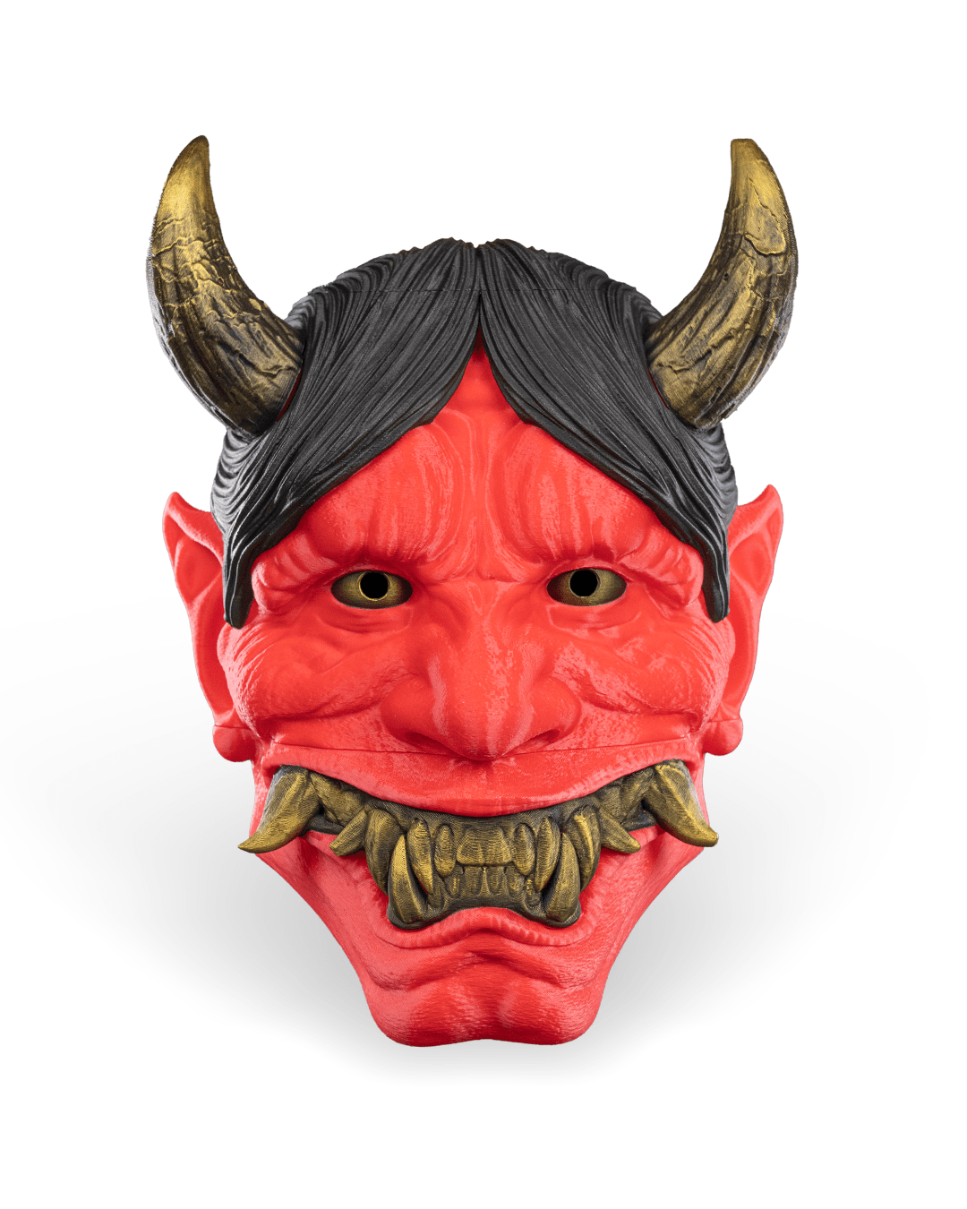 1. Hannya Mask mască japoneză Oni printată 3D vedere frontală