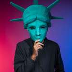 Lady Liberty Mask imprimată 3D inspirată de Statuia Libertății pentru cosplay, Halloween și carnaval.