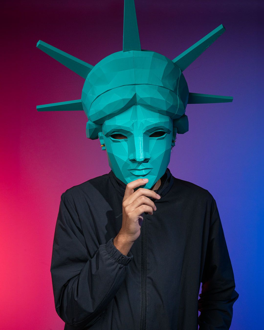 Lady Liberty Mask imprimată 3D inspirată de Statuia Libertății pentru cosplay, Halloween și carnaval.