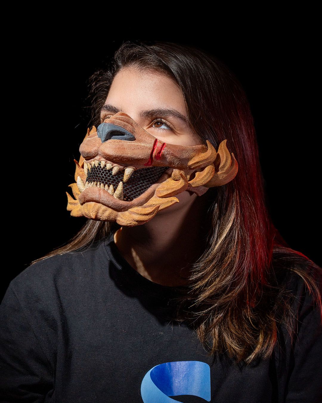 Lion Mask din PLA Premium cu colți detaliați și aspect feroce pentru carnaval și festivaluri.